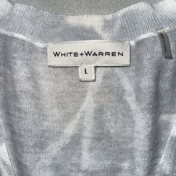 White + Warren Misty Gray Marbled V-Neck Sweater Tie-Dye Lightweight Oversized - Picture 2 of 10